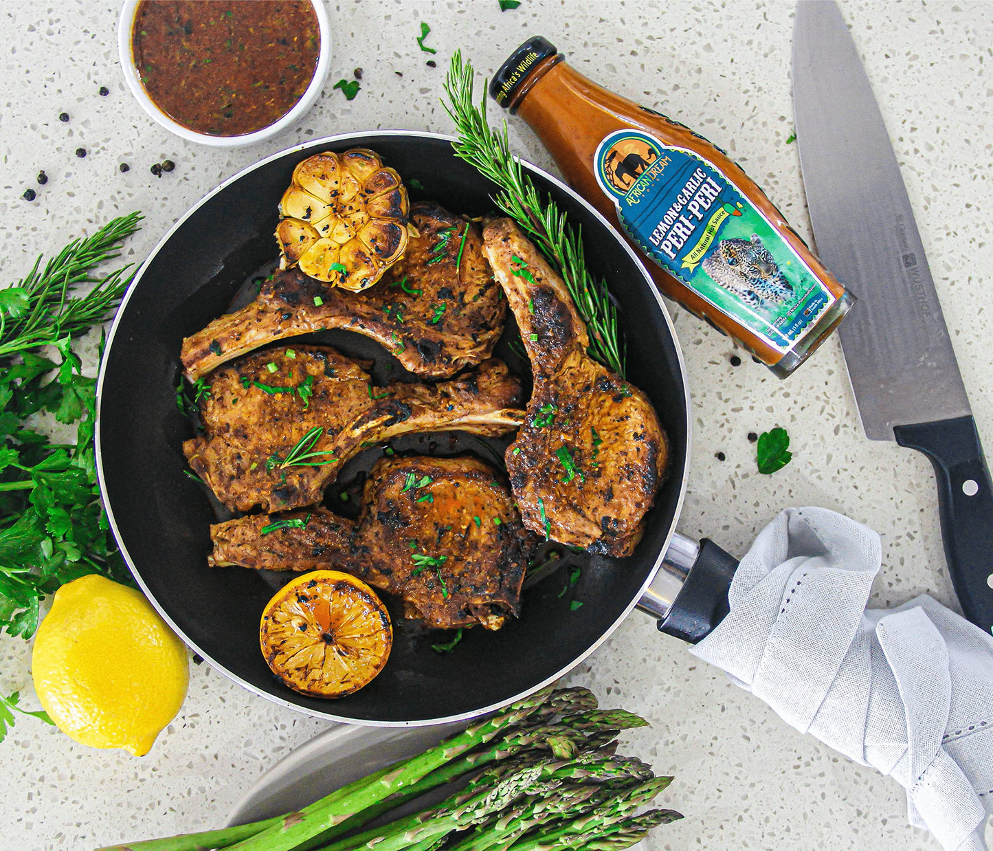 Lemon & Garlic Peri-Peri Hot Sauce By African Dream Foods | All-Natural Sweet And Spicy Piri-Piri Sauce With Thai Chili Peppers