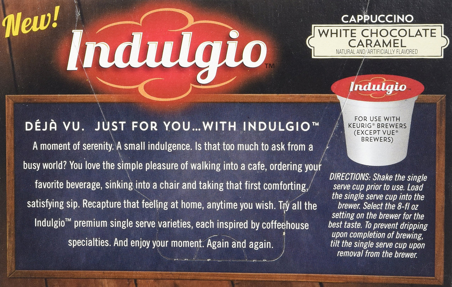Indulgio Cappuccino Single Serve Cups, White Chocolate Caramel, 12 Count for Keurig K-Cup malt-inspired