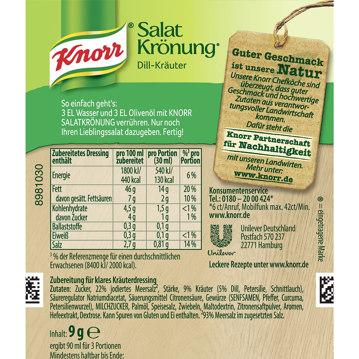 Knorr Salat Kronung Dill-Krauter (Salad Herbs and Dill), 5-Count Packets