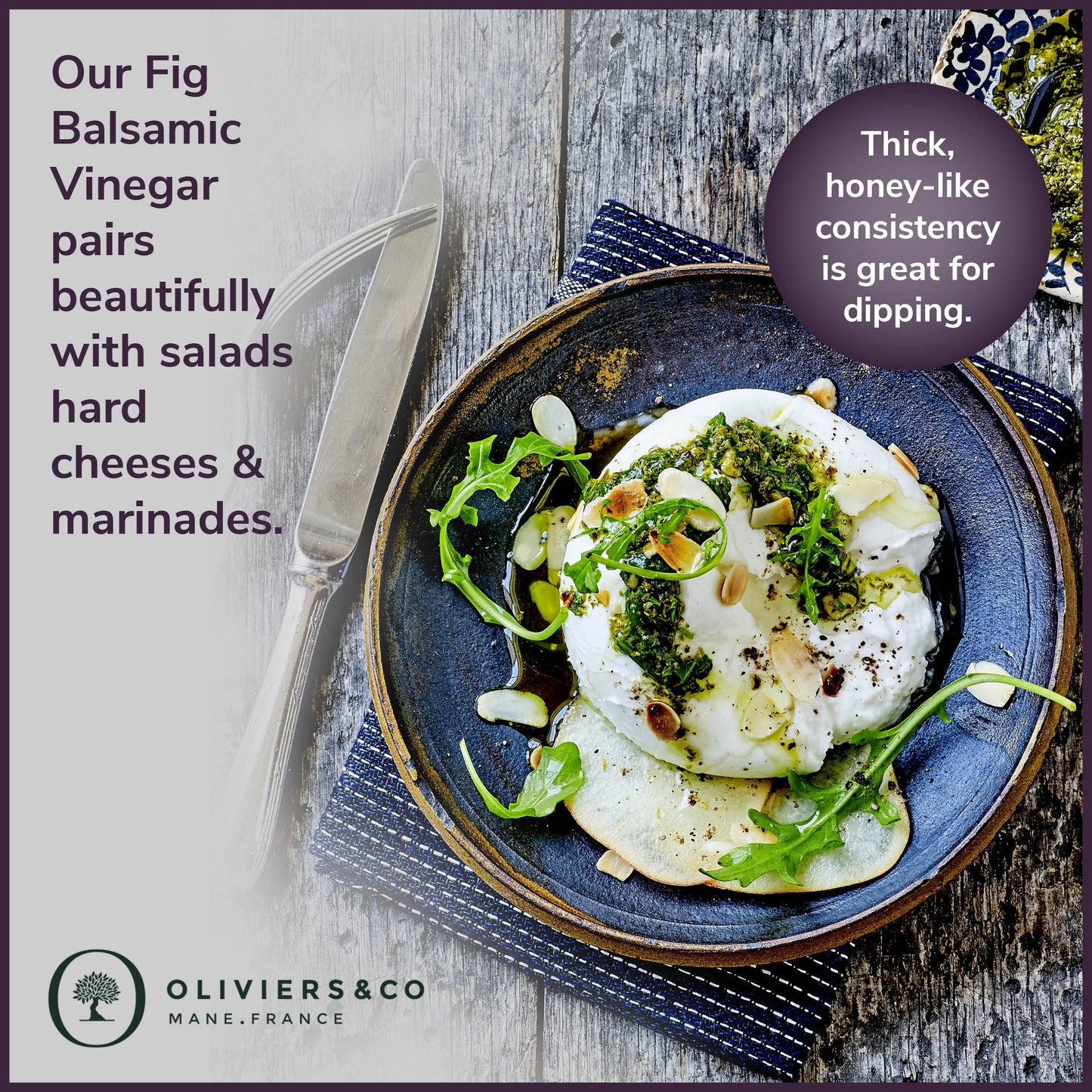 Fig Balsamic Vinegar Of Modena By Oliviers & Co | Fruit Flavored Balsamic Vinegars For Salad Dressing, Marinades And Glazes | 8.5 Fl Oz