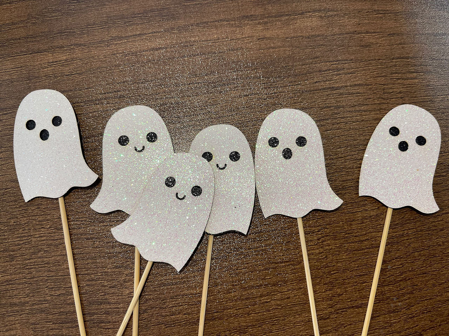 White Glitter Halloween Ghost Cupcake Toppers Baby Ghost Cupcake Toppers Halloween Baby Shower Cupcake Toppers For Halloween Gho