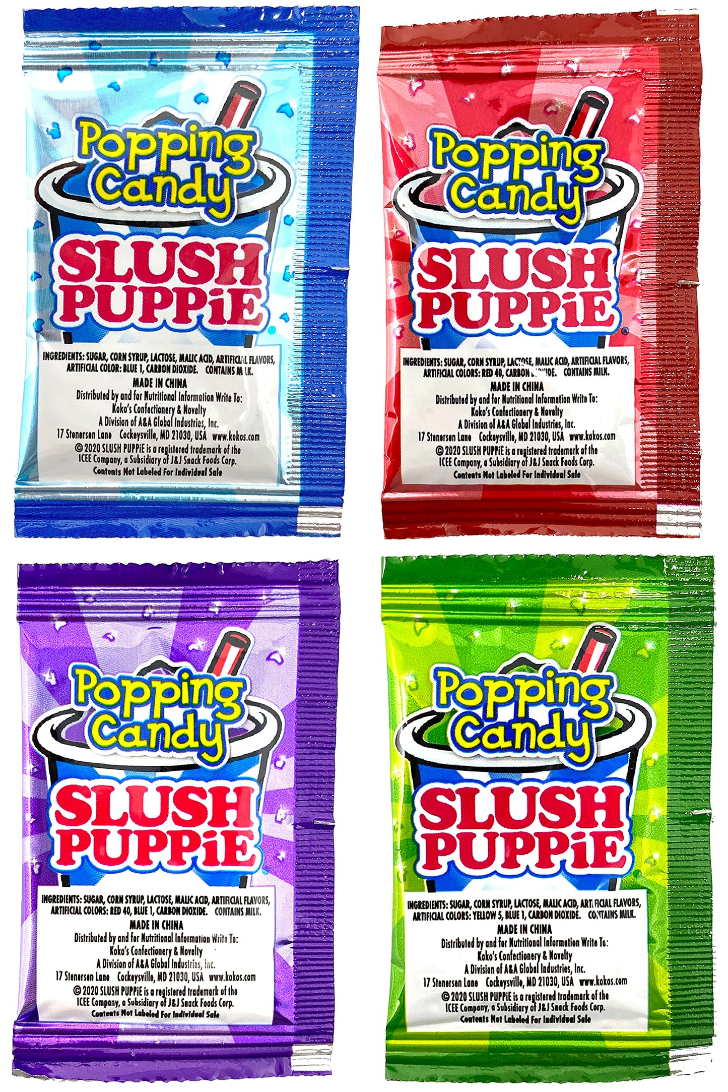 Icee And Slush Puppie Popping Candy Variety Pack Of 100 - Includes 100 Packs Of Popping Candy - Small Candy Packs For Party Favo