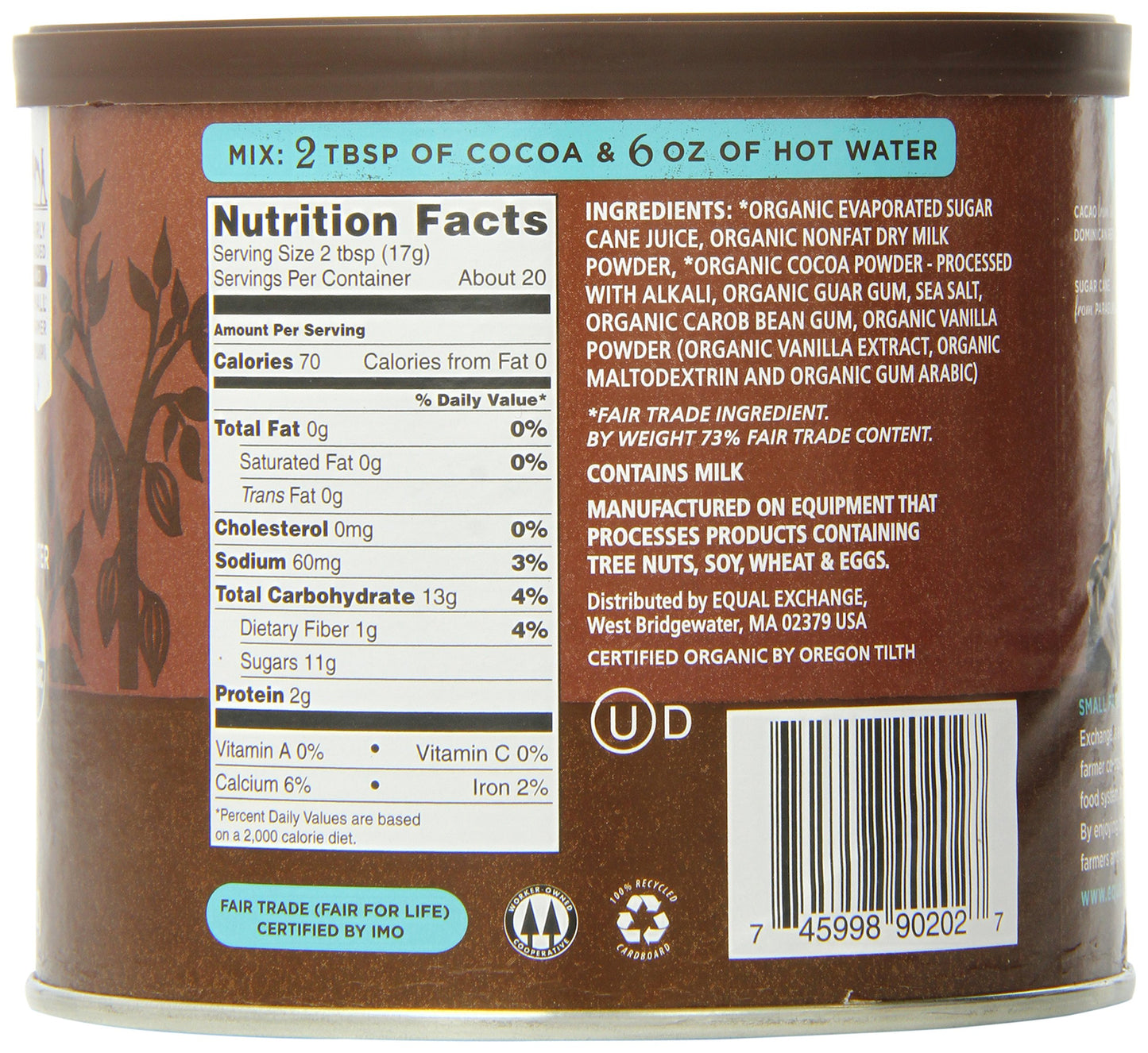 Equal Exchange Hot Cocoa Mix, 12-Ounce (Pack of 3)