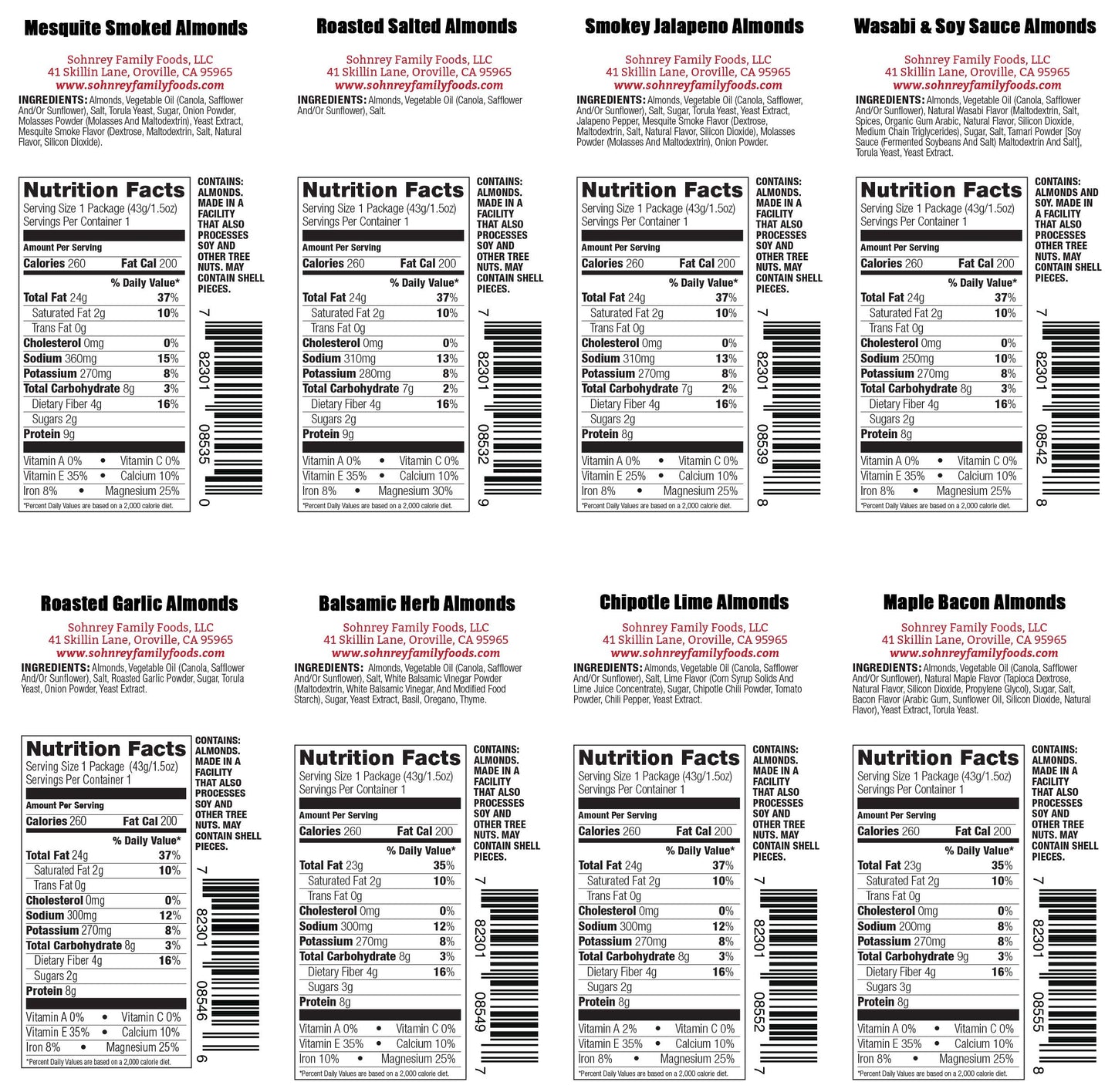 Sohnrey Family Foods Bold and Spicy Almonds Variety Pack 1.5 oz (20-Pack)