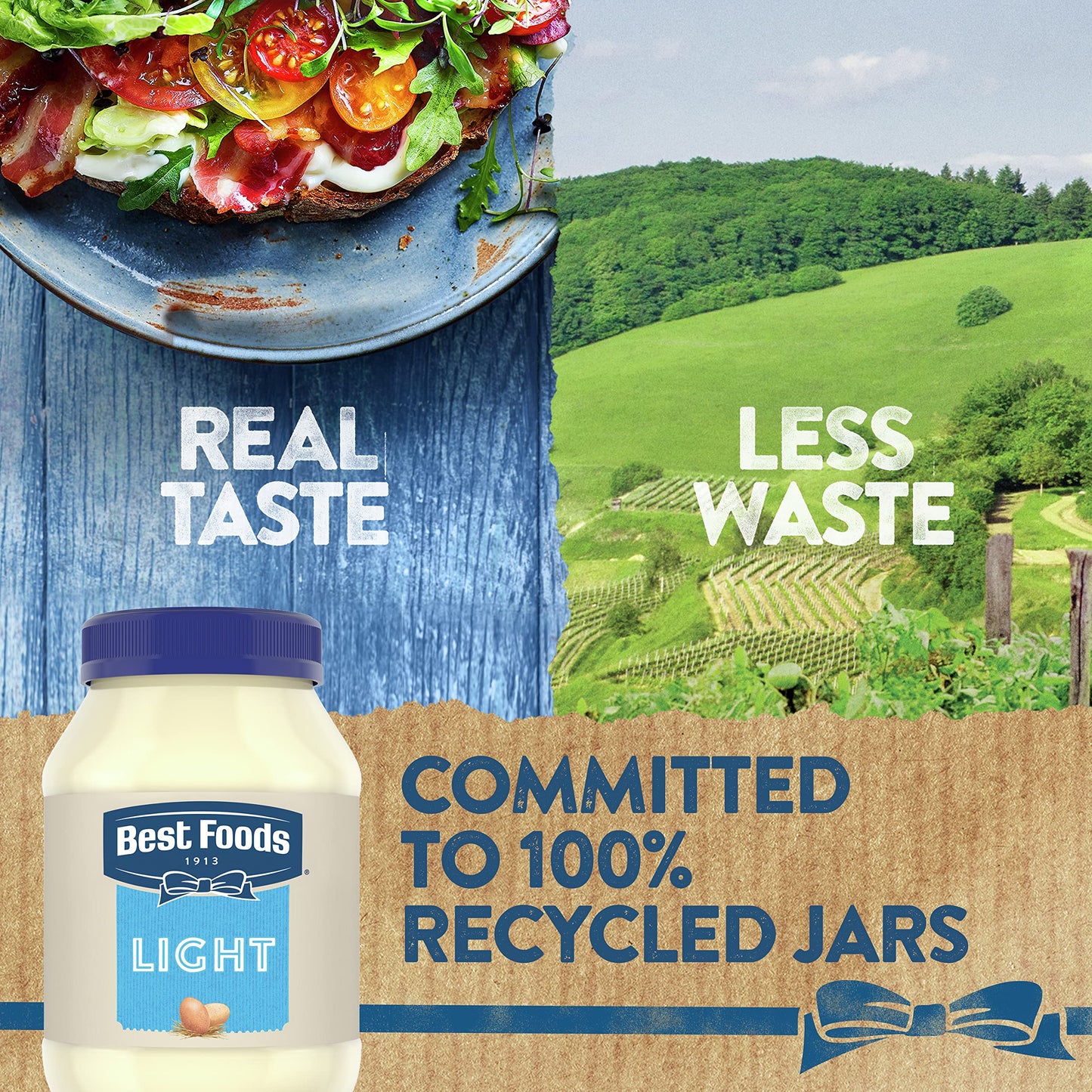 Best Foods Mayonnaise Light Mayo For A Creamy Sandwich Spread or Condiment Made With 100% Cage-Free Eggs 30 oz