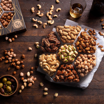Nut Haven Thanksgiving Nuts Gift Basket - Extra Large Assortment of Sweet & Roasted Salted Nuts - Brown 2 Color