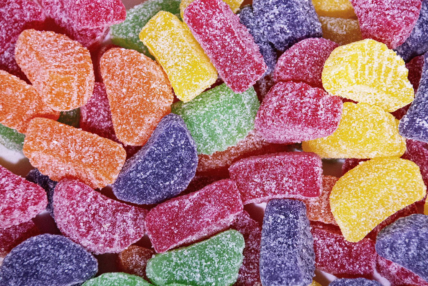 Assorted Fruit Slices - 1 lb of Fresh Sweet Sugar Coated Lemon Cherry Strawberry Orange Jelly Candies