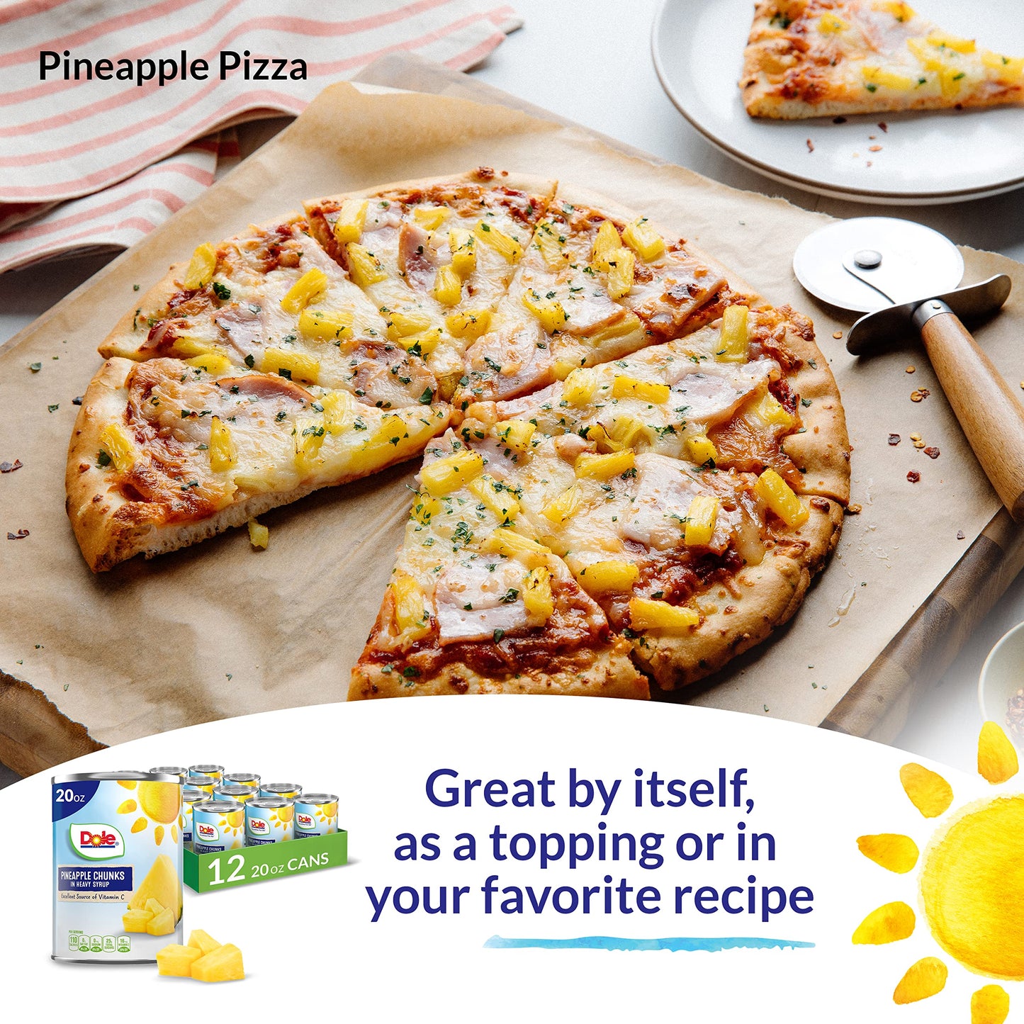 Dole Canned Fruit, Pineapple Chunks in Heavy Syrup, Gluten Free, Pantry Staples, 20 Oz, 12 Count, Packaging May Vary