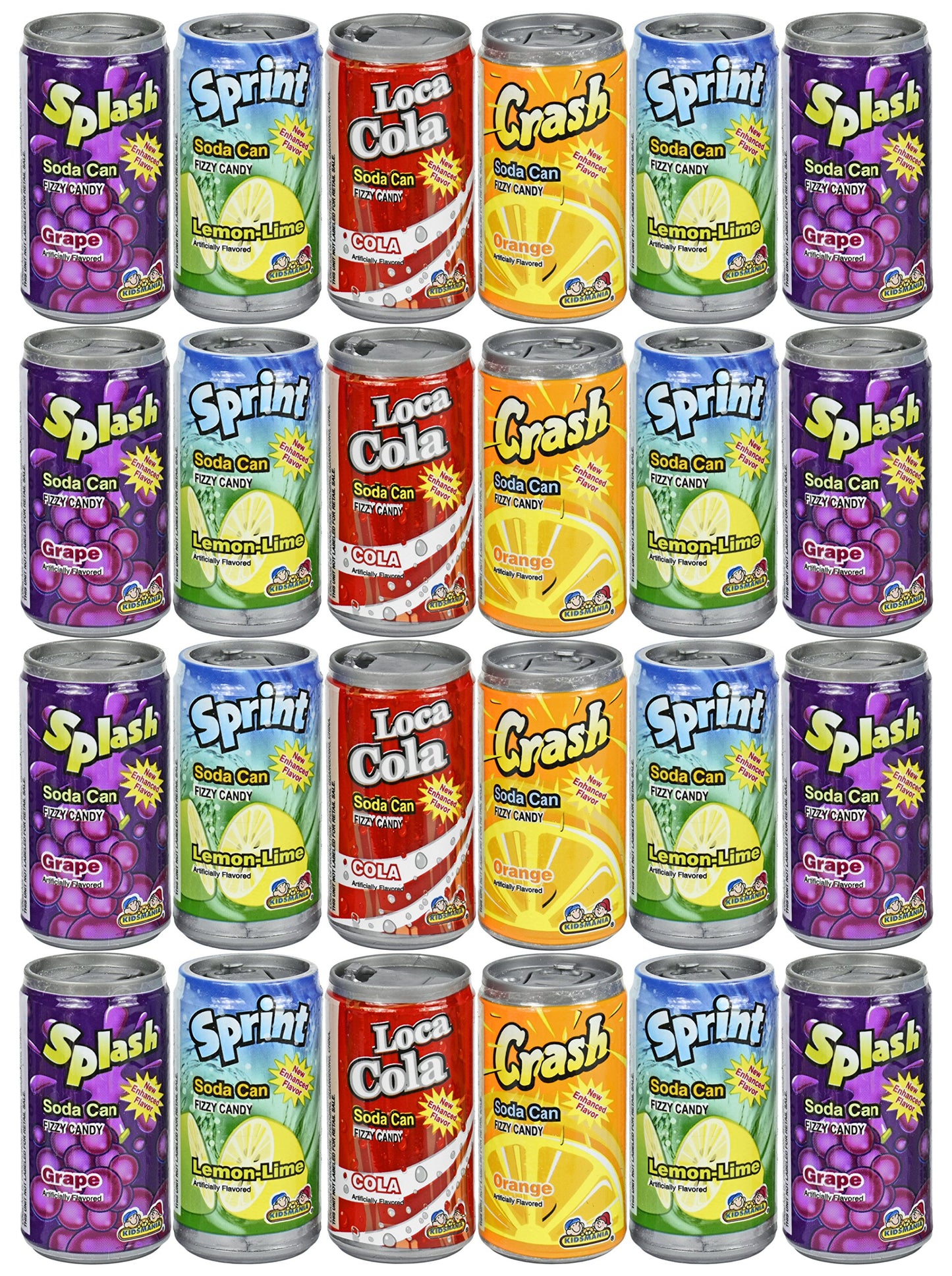 Set Of 24 - .25Oz Mini Soda Can Fizzy Candy! - Goody Bag Filler - Party Favor - 4 Assorted Flavors!