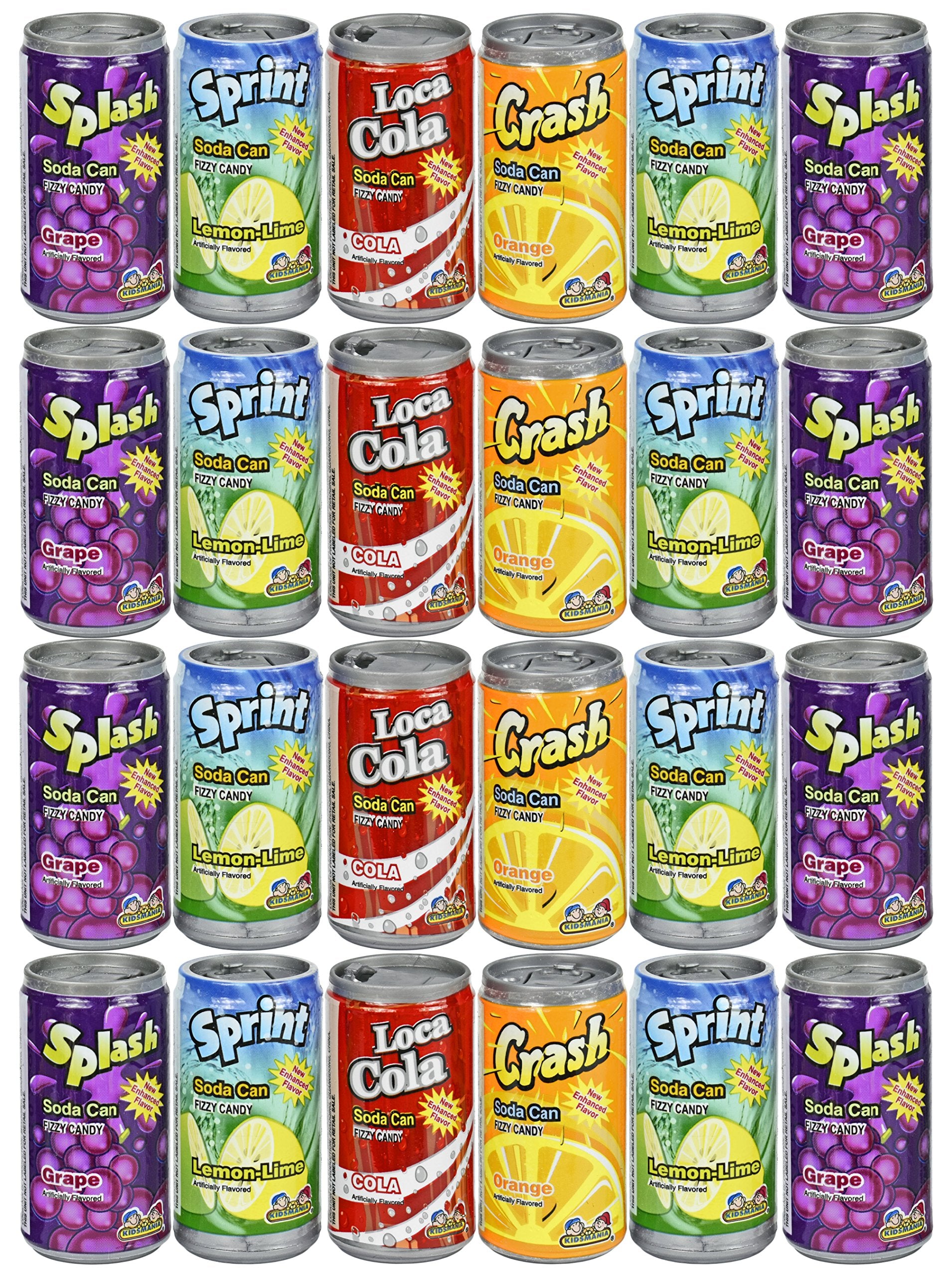 Set Of 24 - .25Oz Mini Soda Can Fizzy Candy! - Goody Bag Filler - Party Favor - 4 Assorted Flavors!