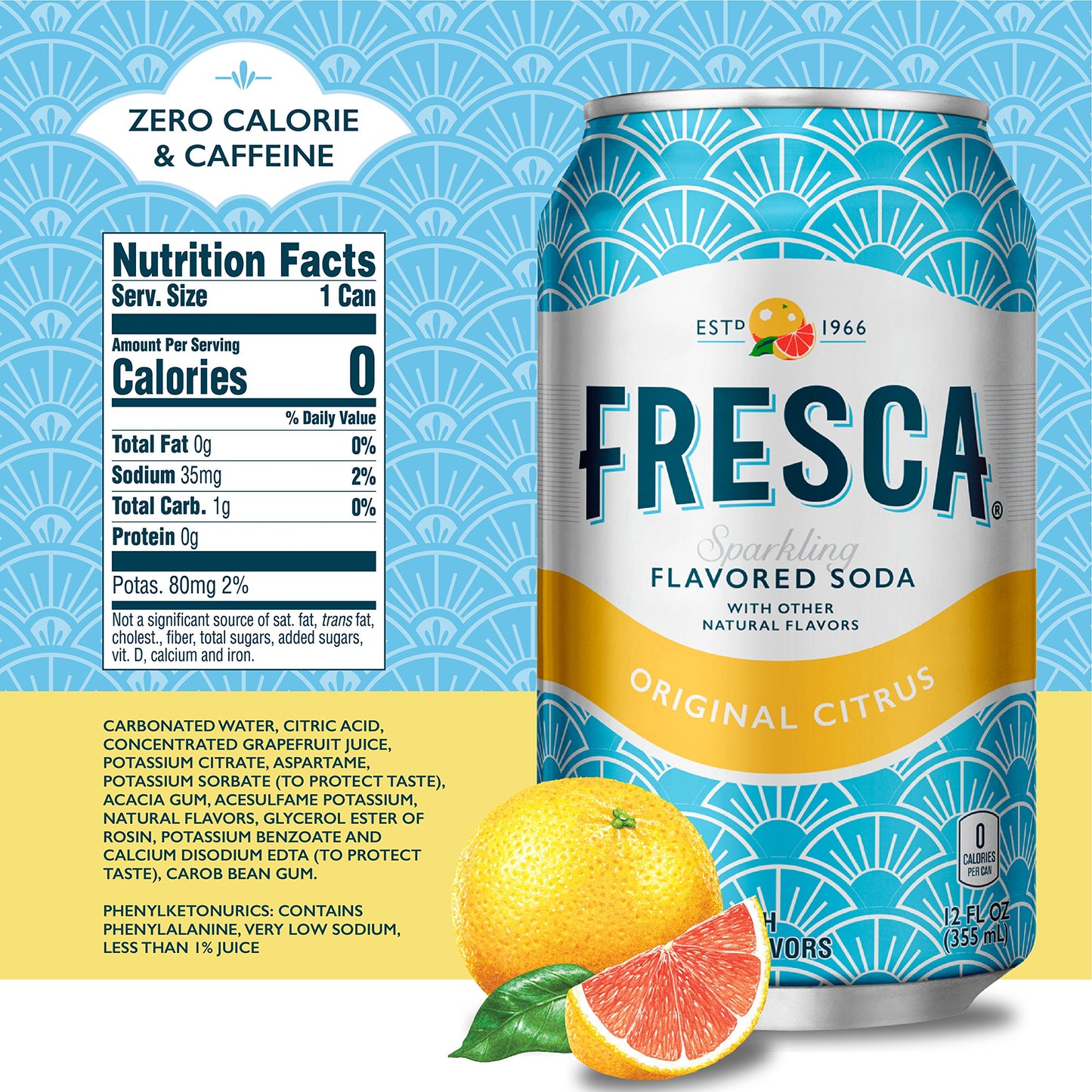 Fresca Original Citrus Soda, 12 Ounce (24 Cans)