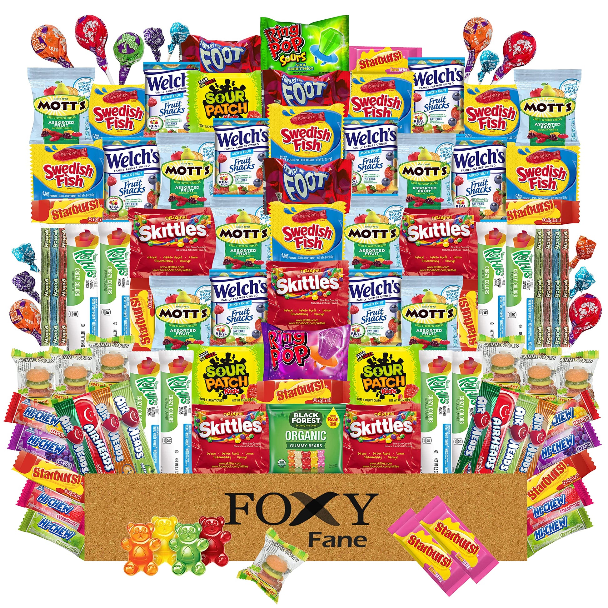 Foxy Fane 99-Count Holiday Candy Gift Box & Care Package - Variety Pack Of 99 Delicious Treats