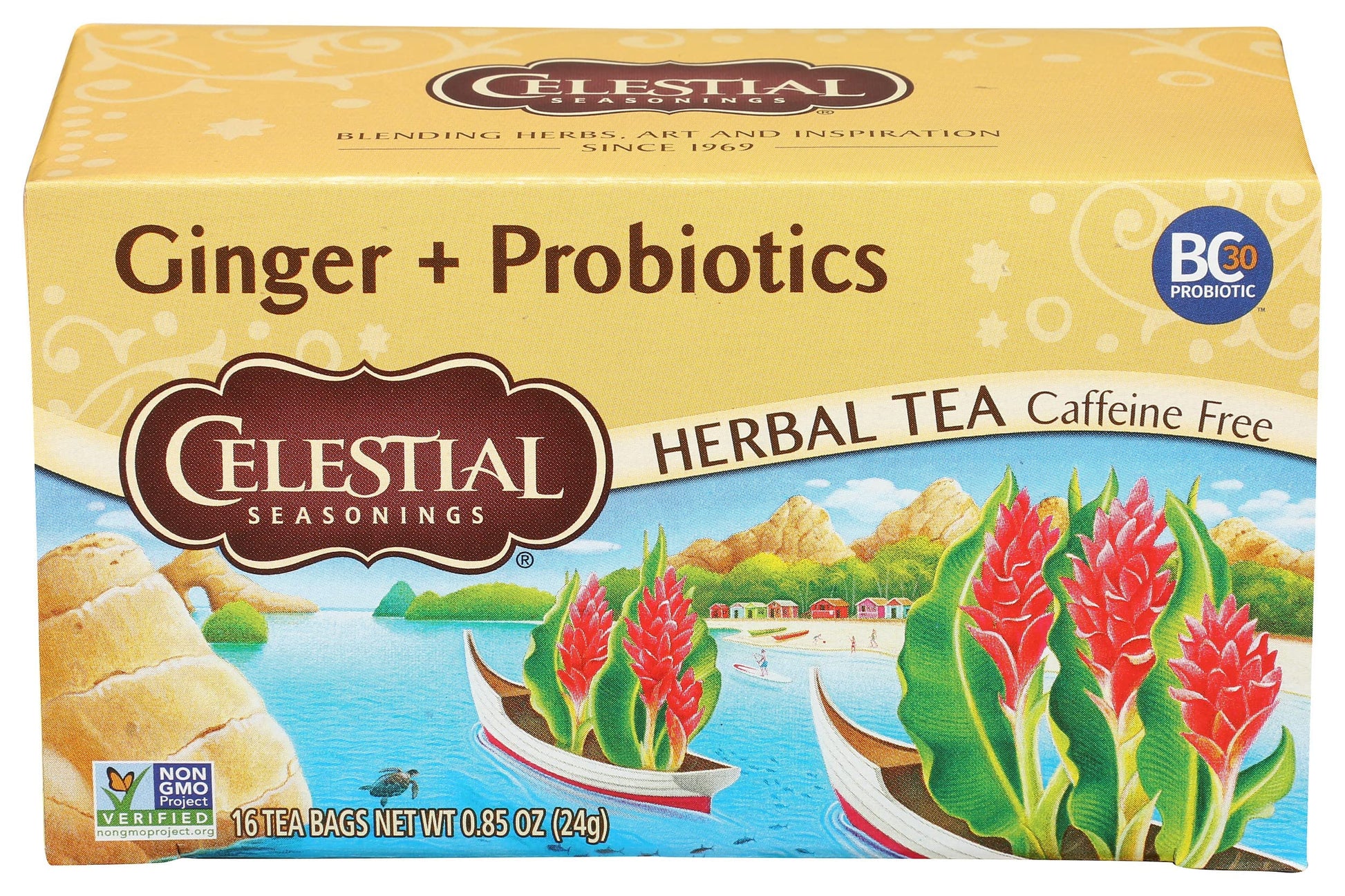 Celestial Seasonings Ginger & Probiotics Herbal Tea, 16 CT