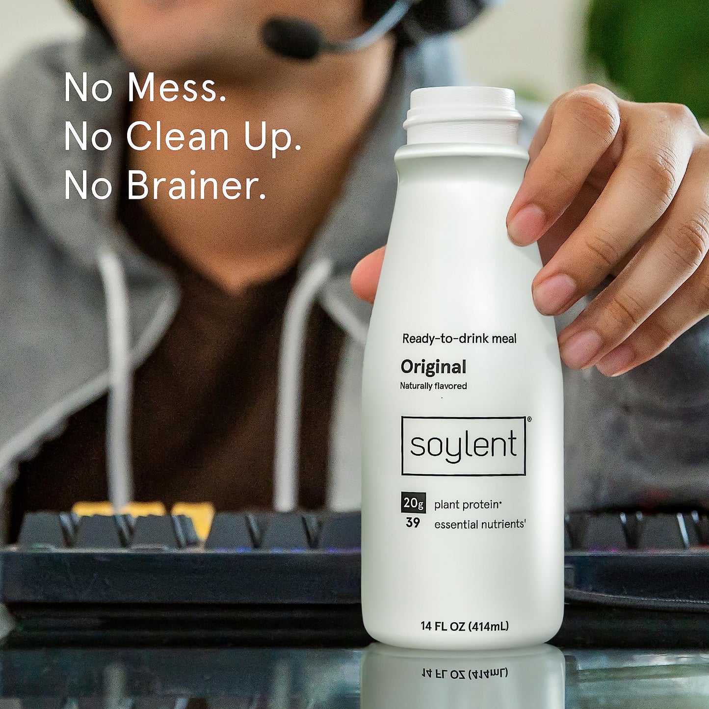 Soylent Complete Meal Replacement Shake, Original, 20g complete protein, 28 vitamins & minerals, low sugar, 14oz (Single Bottle)