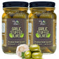 Green Jay Gourmet Garlic Stuffed Olives - 2 x 16 Oz - All Natural Green Olives for Cocktails and Cheese Boards