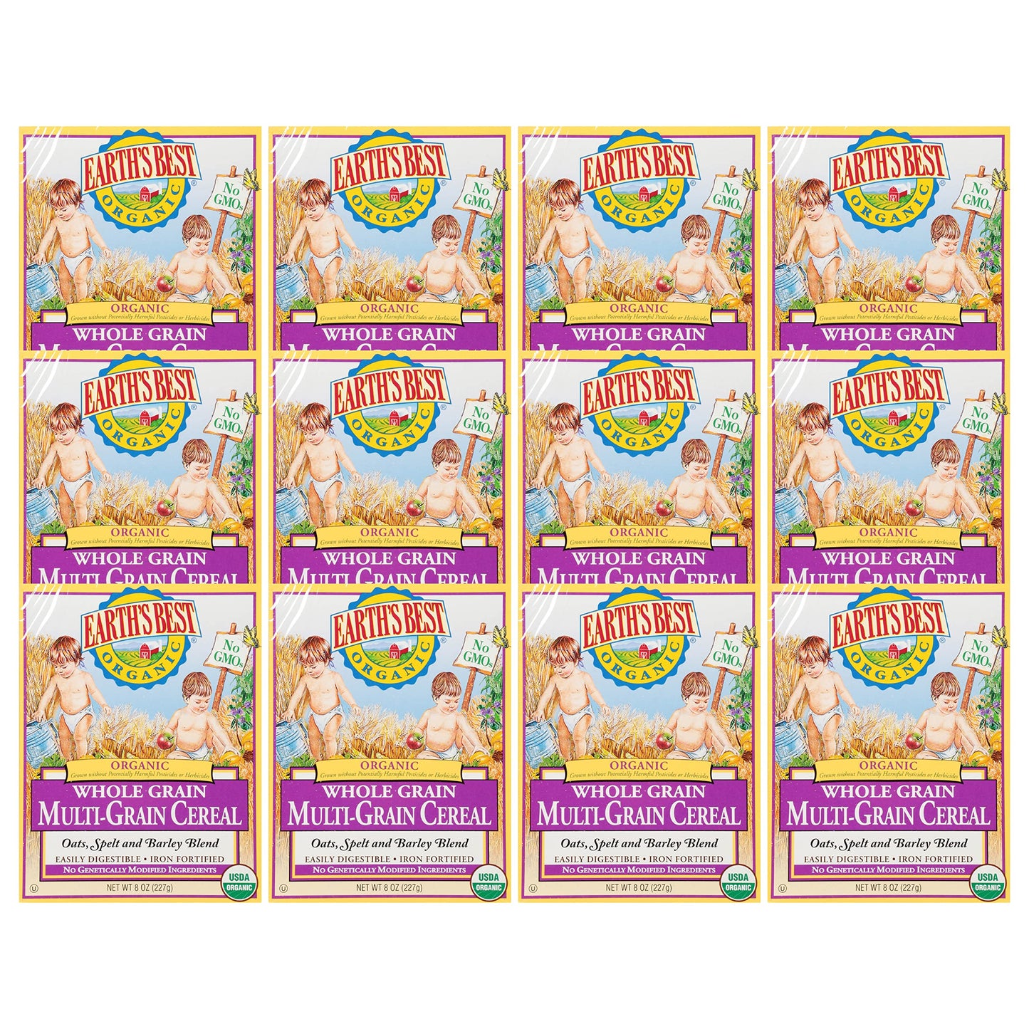 Earths Best Organic Baby Food, Organic Whole Grain Multi-Grain Baby Cereal, Non-Gmo, Easily Digestible And Iron Fortified Baby Food, 8 Oz Box (Pack Of 12)