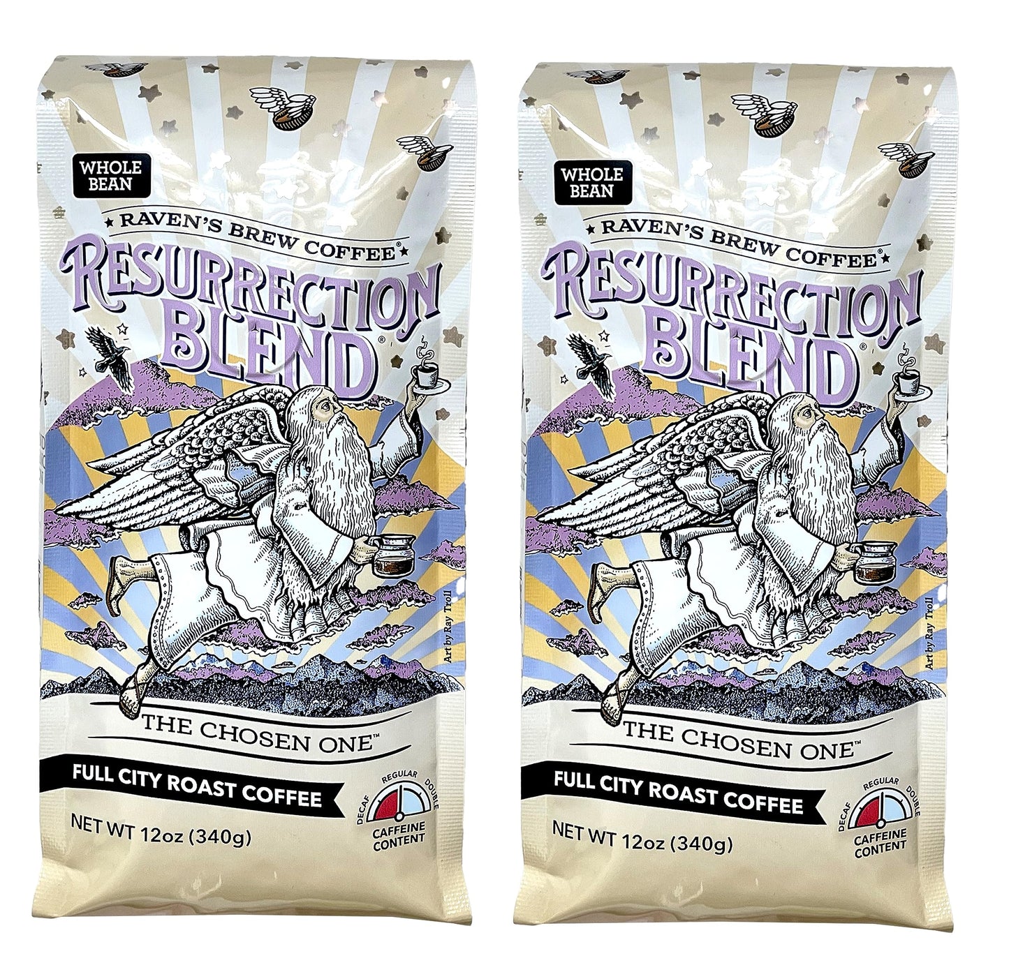 Raven'S Brew Coffee Full Bodied Coffee Full City Roast Whole Bean - Resurrection Blend 2-Pack Of 12Oz