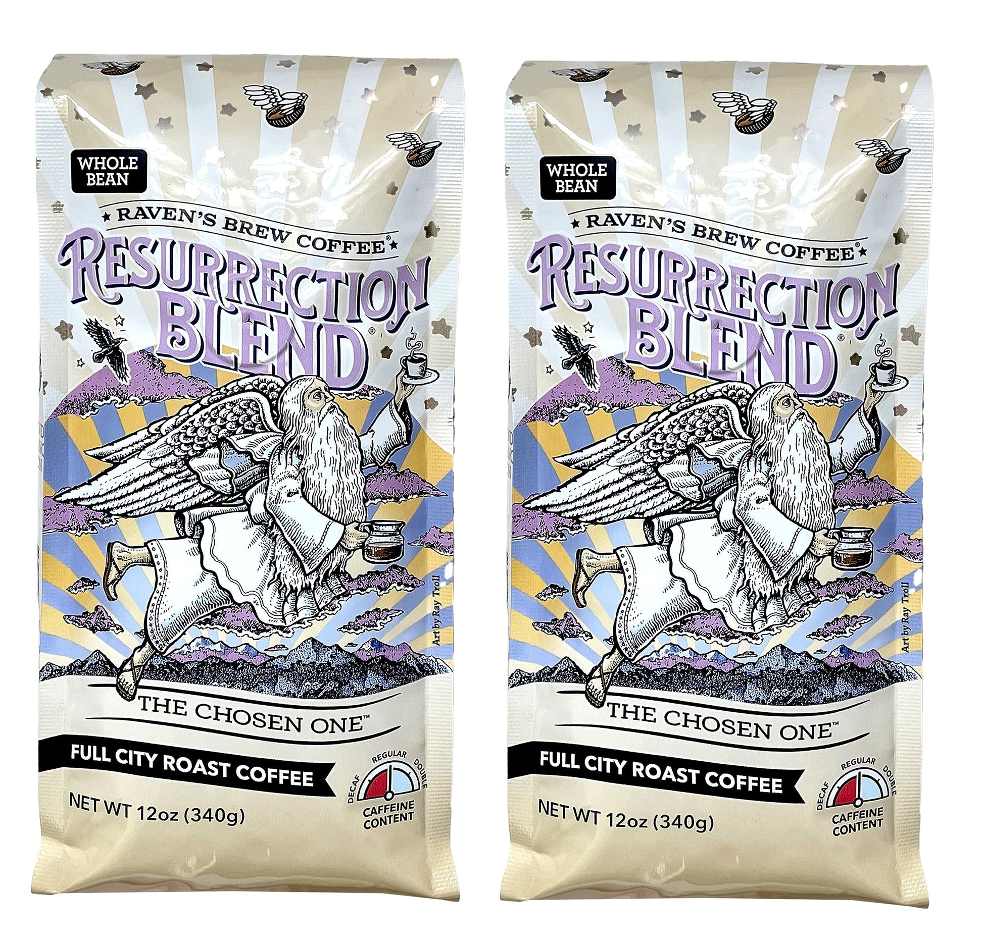 Raven'S Brew Coffee Full Bodied Coffee Full City Roast Whole Bean - Resurrection Blend 2-Pack Of 12Oz