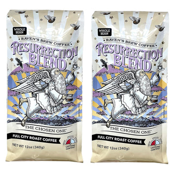 Raven'S Brew Coffee Full Bodied Coffee Full City Roast Whole Bean - Resurrection Blend 2-Pack Of 12Oz