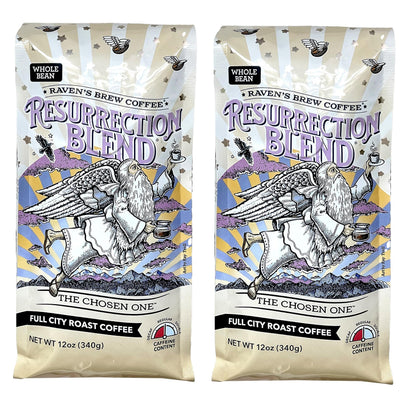 Ravens Brew Coffee Full Bodied Coffee Full City Roast Whole Bean - Resurrection Blend 2-pack of 12oz