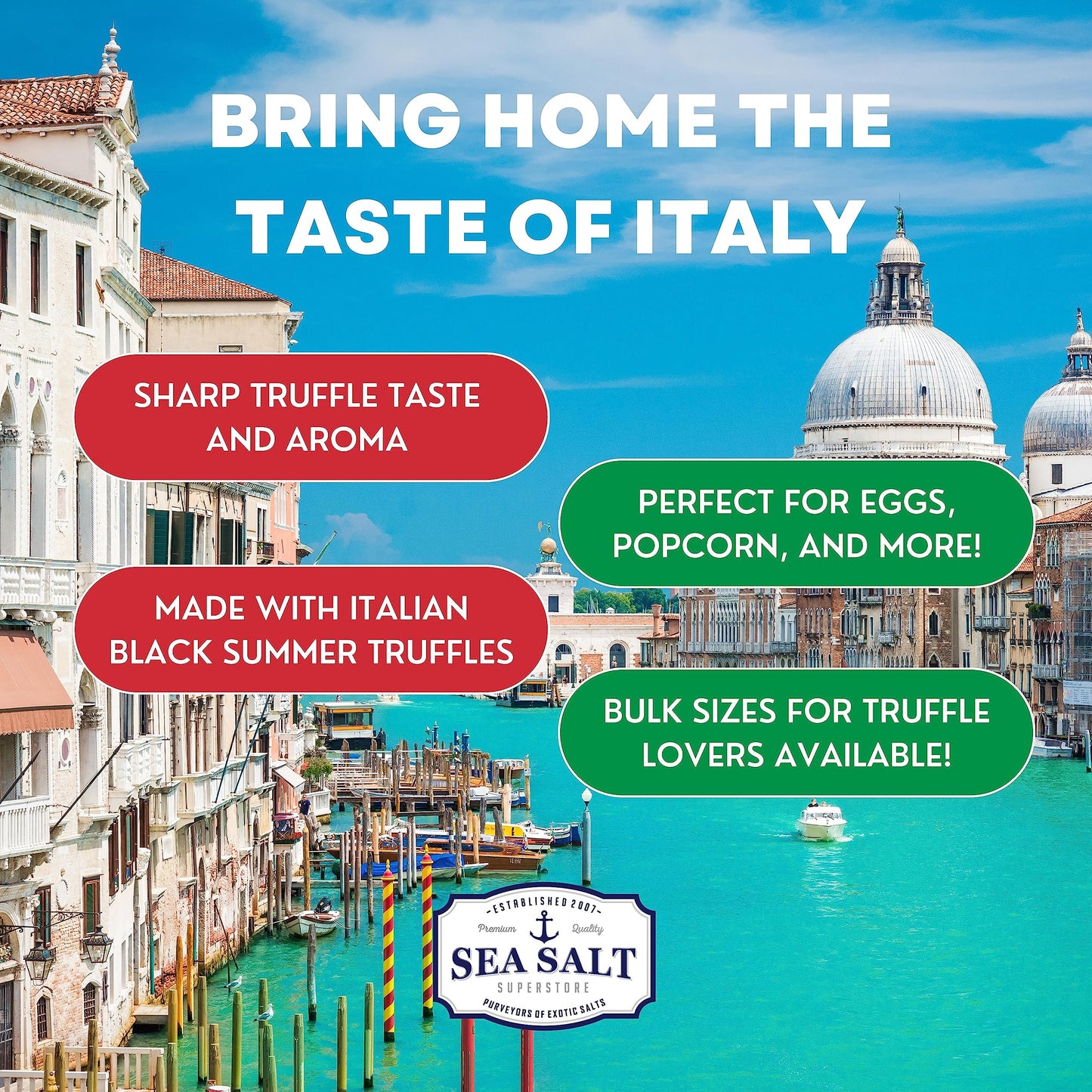 Italian Black Truffle Sea Salt  Natural Black for Soups and Sauces  Smooth & Rich Truffle Infused Gourmet Salt  14 oz Bag  Caravel Gourmet