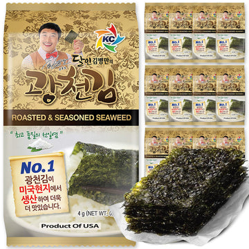 Kimnori Kwangcheonkim Seasoned Seaweed Snacks - 12 Individual Packs Sheets Premium Natural Roasted Laver Nori 4G 0.14 Ounce ? ??