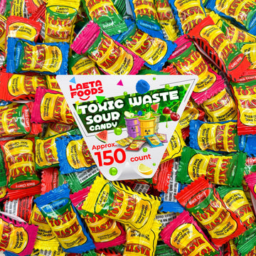 Toxic Waste Sour Candy | 1 Pound Bag - Approx. 150 Count | Apple, Watermelon, Lemon, Blue Raspberry, Black Cherry