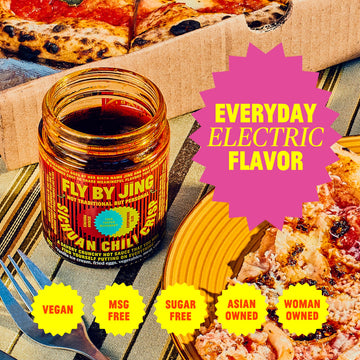 Flybyjing Sichuan Chili Crisp - Premium Spicy Savory All-Natural Vegan Chili Oil - Crunchy Hot Sauce, Good On Everything, Sugar