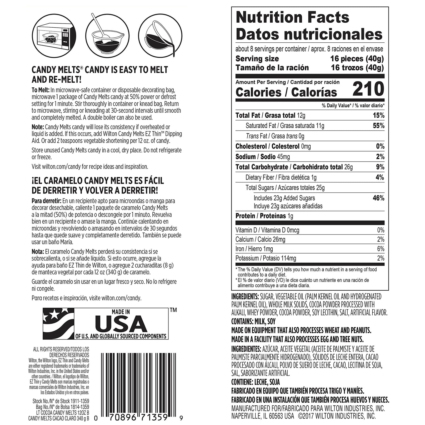 Wilton Light Cocoa Candy Melts® Candy, 12 oz., Model 1911-1359, Perfect for Baking and Decorating