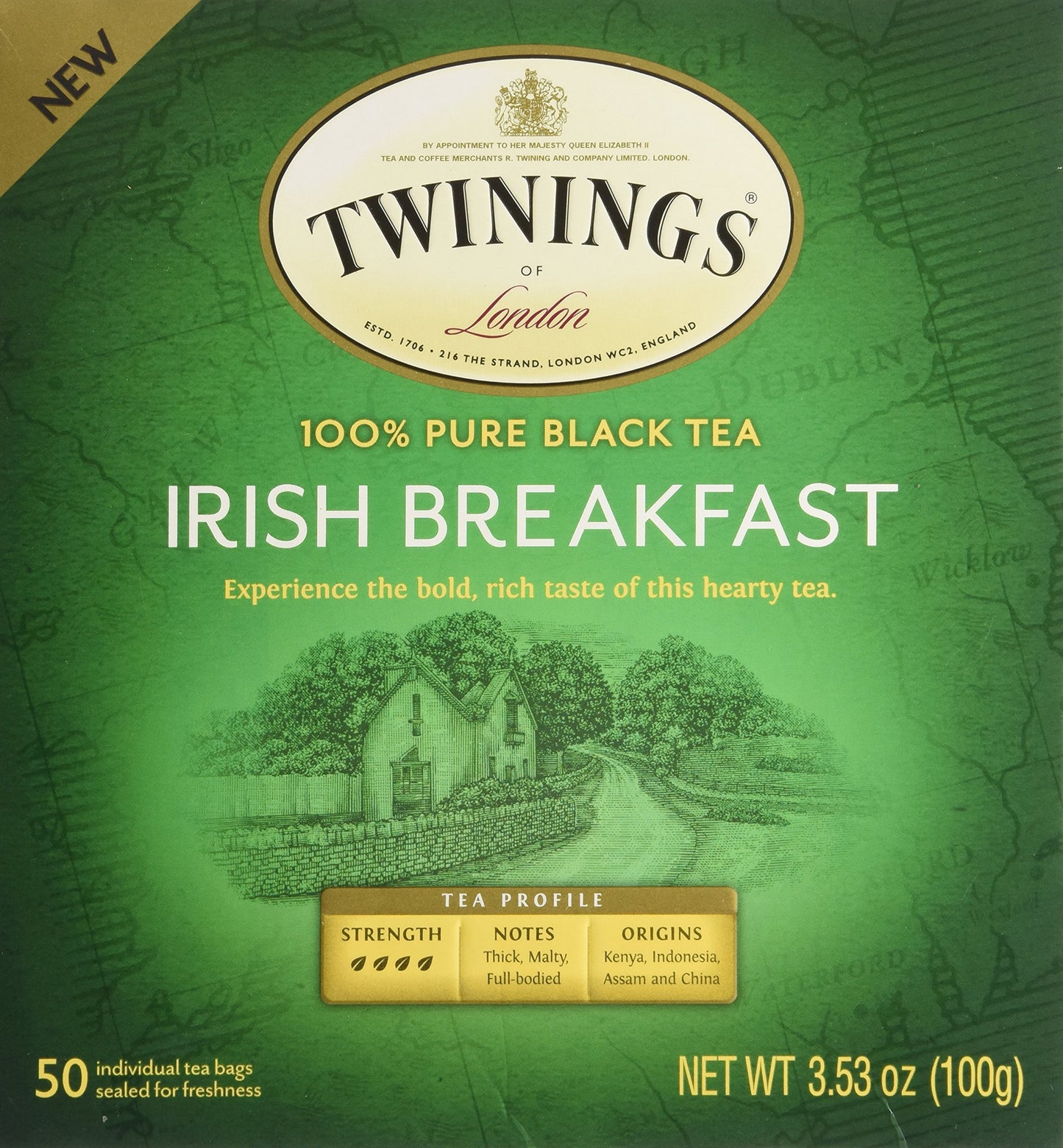Twinings Of London Irish Breakfast Black Tea Bags, 50 Count (Pack Of 1)