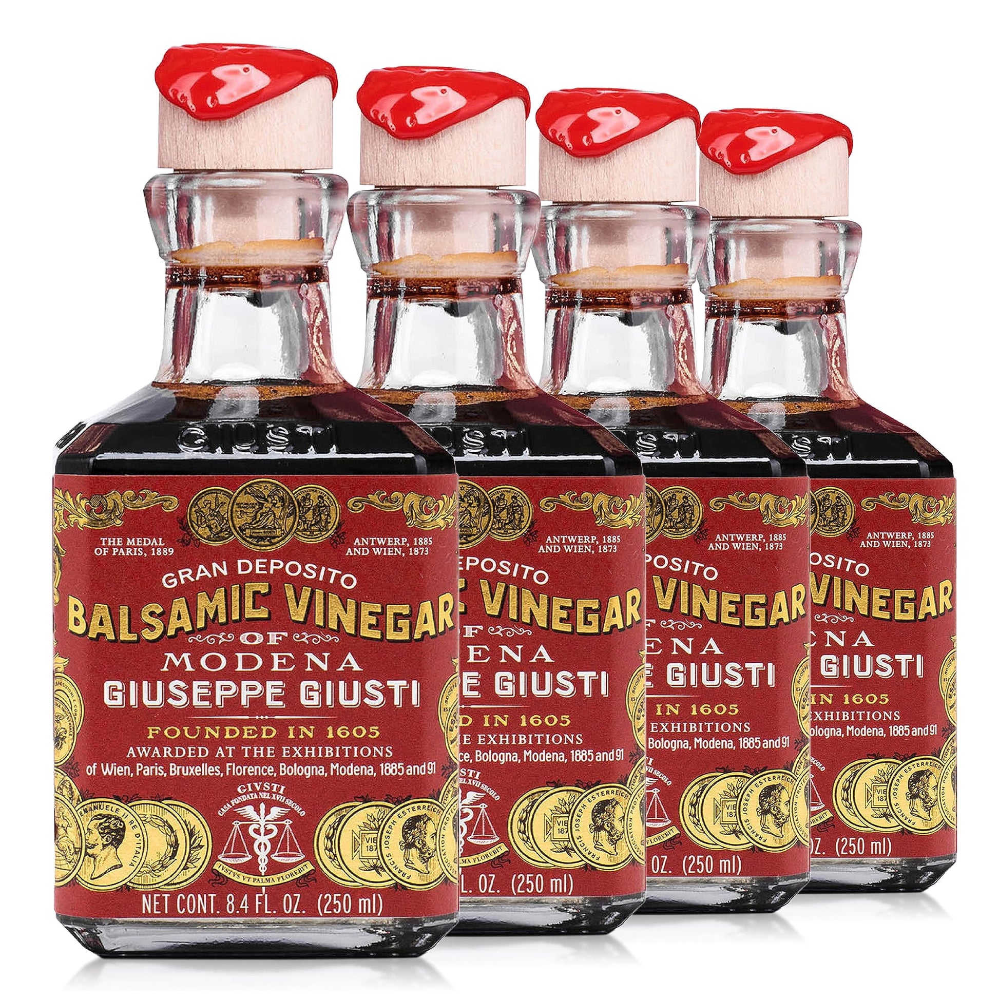 Giusti Balsamic Vinegar of Modena - Rich & Thick, 8.45 fl oz, Pack of 4, Black