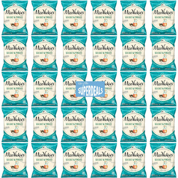 Kettle Cooked Potato Chips By Miss Vickie'S Value Pack Bundled By Superdeals | 1.375 Oz Bag | Sea Salt & Vinegar | Pack Of 30 Wi