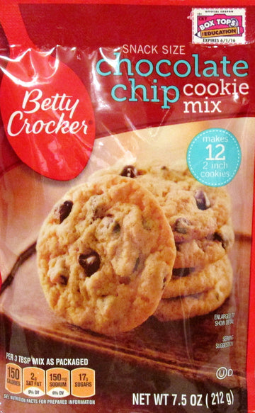 Betty Crocker Snack Size Chocolate Chip Cookie Mix 8.5Oz - 4 Packs