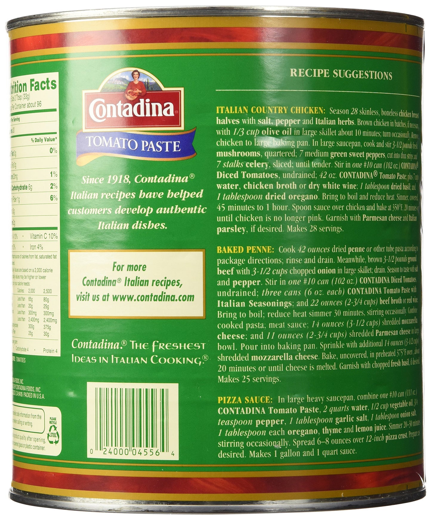 Contadine Tomato Paste, 111-Ounce, 6.93 lbs, Perfect for Cooking & Sauces