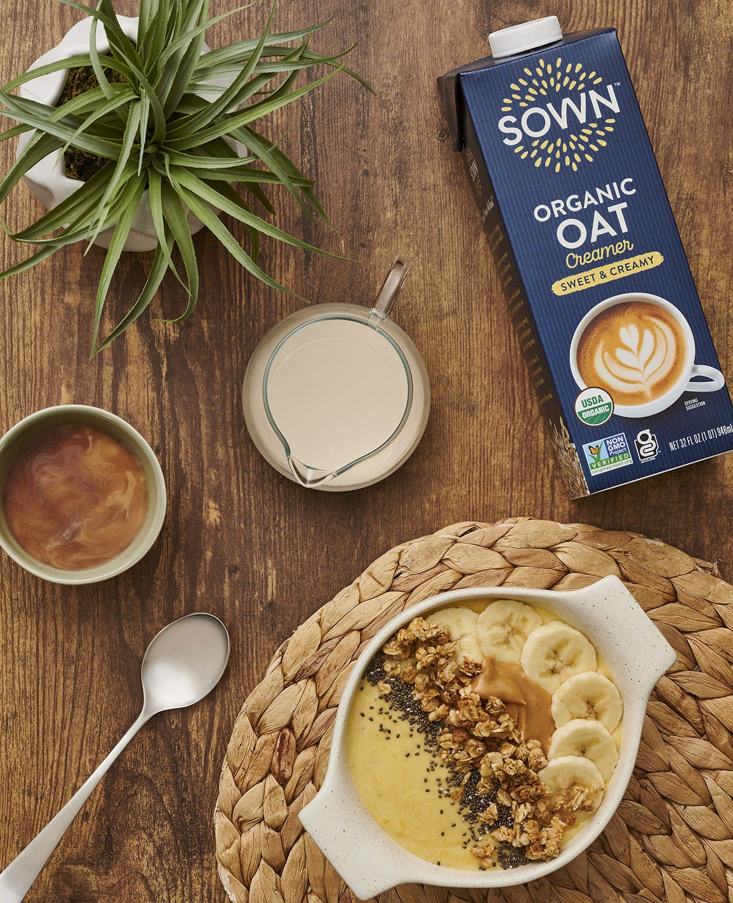 Sown Organic Oat Creamer Sweet & Creamy - Barista Oat Milk Non Dairy Coffee Creamer - Plant Based, Dairy-Free, Vegan, Gluten-Fre