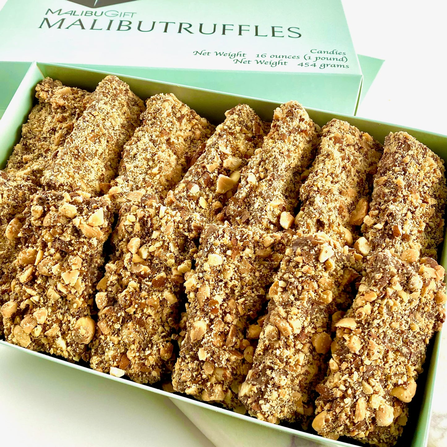 MalibuGift Sugar Free English Toffee Candy - 1 Pound Pack of Gourmet Toffee Dipped in Sugar Free Chocolate with Roasted Almonds