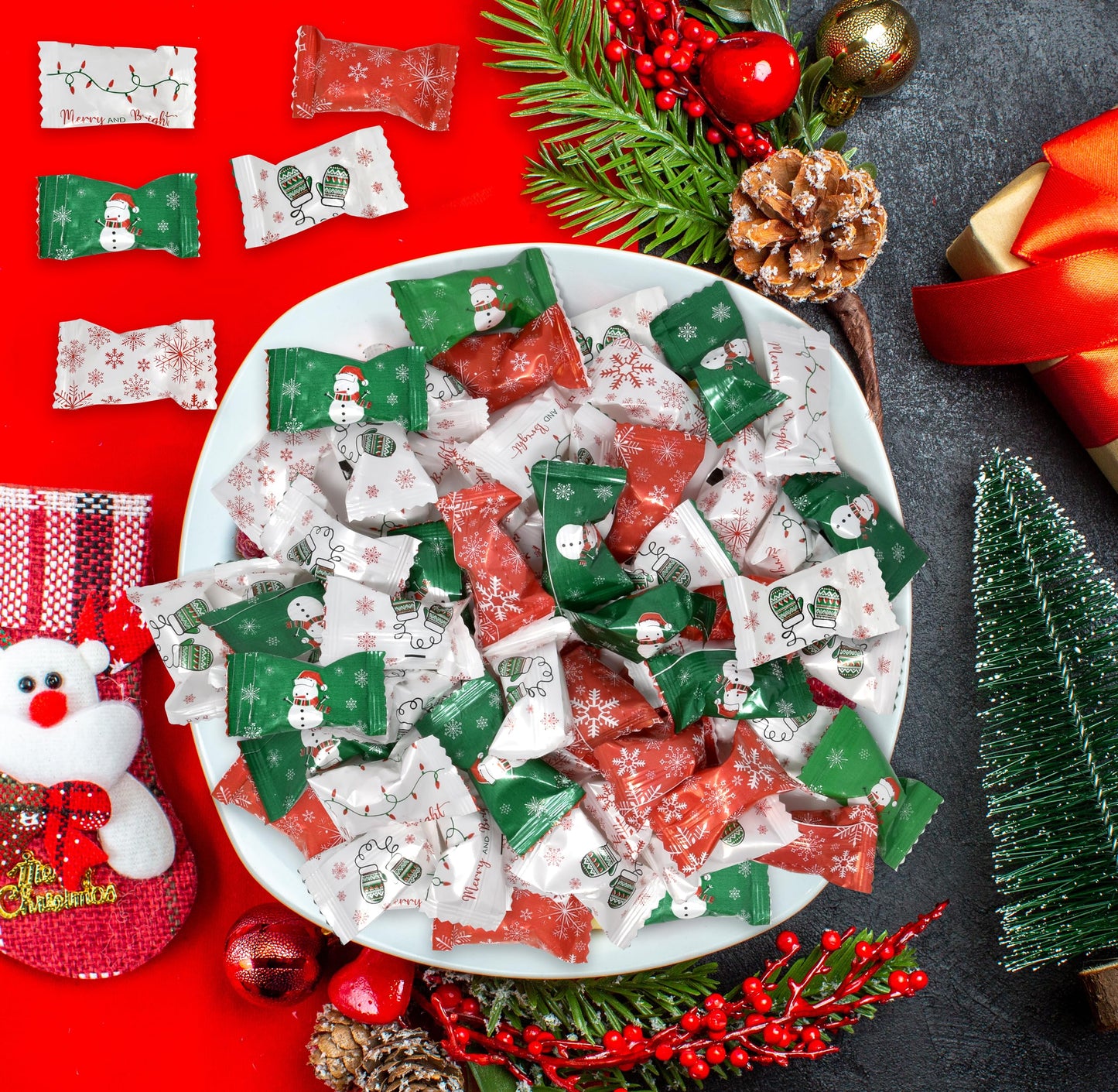Gift Boutique Christmas Butter Mint Candies Bags 100 Count Individually Wrapped Mints Candy 13 Ounce Bags (368 g) Goodies Treat