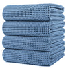 Polyte Microfiber Oversize Quick Dry Lint Free Bath Towel, 60 X 30 In, 4 Pack (Blue, Waffle Weave)