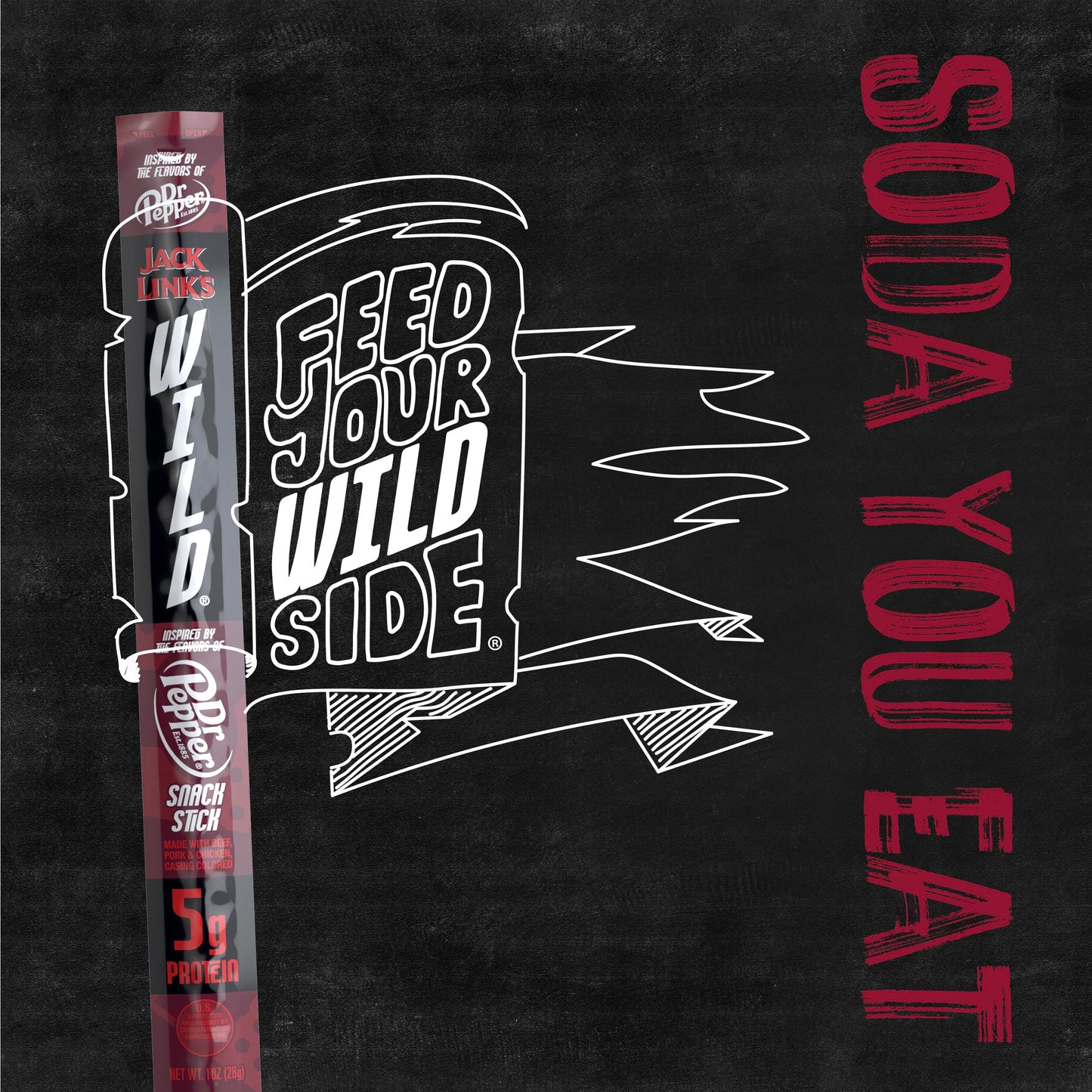 Jack Link'S Wild Snack Sticks - Dr. Pepper Inspired Flavors - Individually Wrapped Sticks With 5G Of Protein, Inspired By The Fl