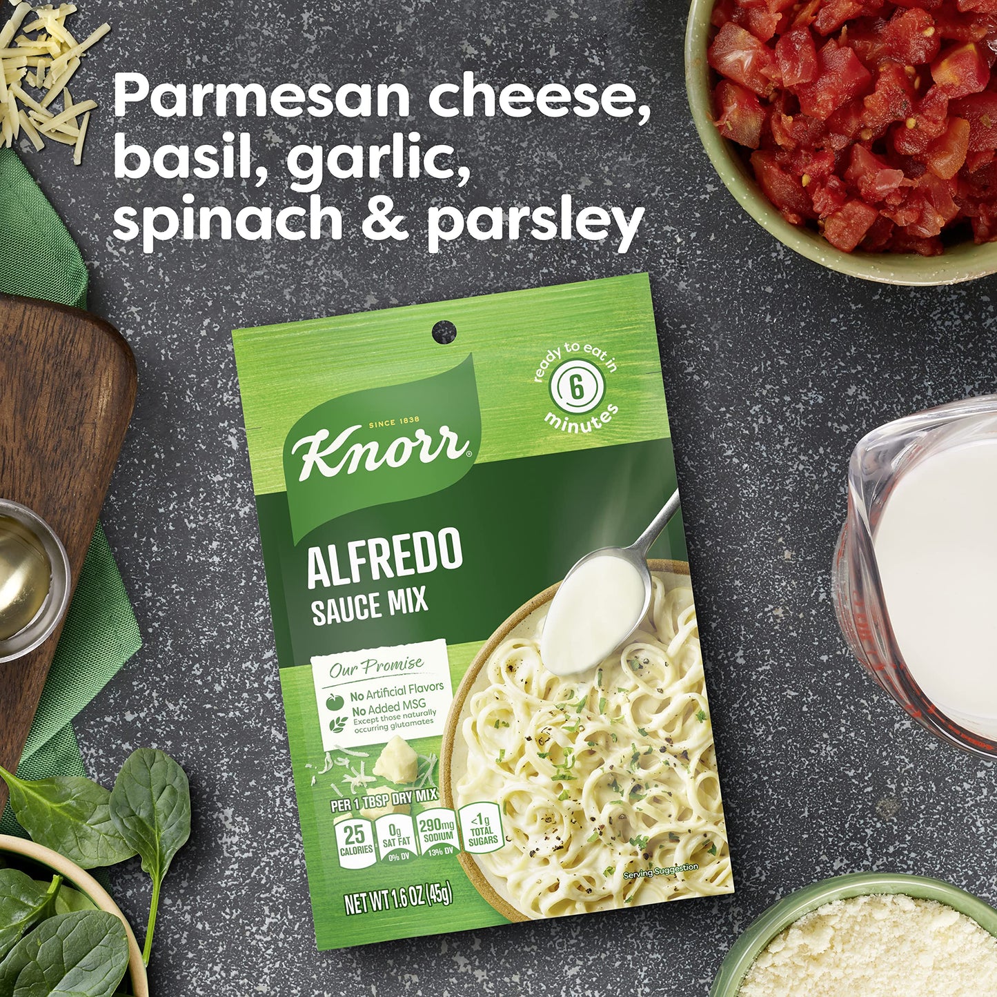 Knorr Sauce Mix Creamy Pasta Sauce For Simple Meals And Sides Alfredo Sauce No Artificial Flavors, No Added Msg 1.6 Oz, Pack Of 24