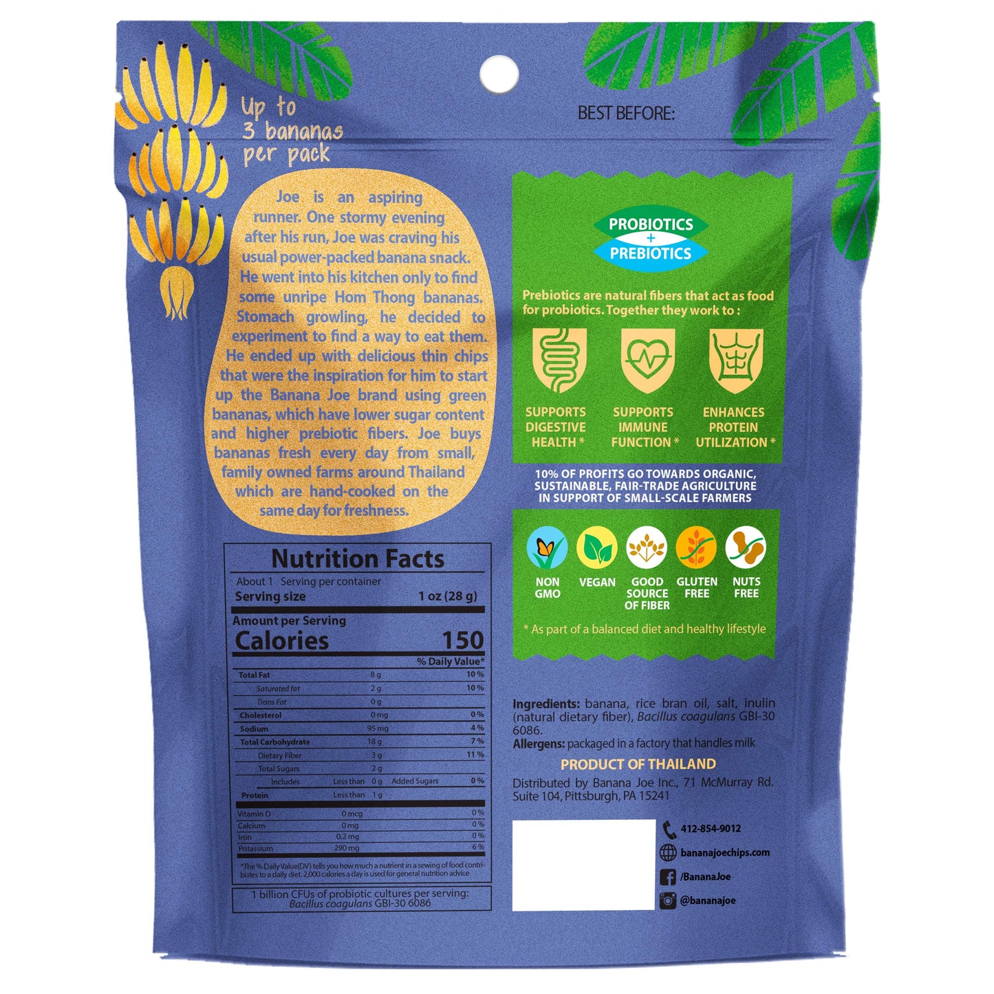 BANANA JOE Sea Salt Banana Chips, 1.65 Ounce