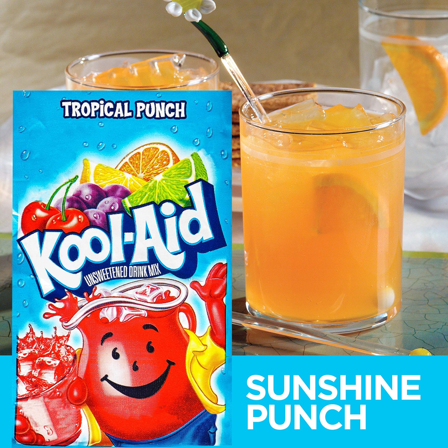 Kool-Aid Tropical Punch Powdered Drink Mix, Unsweetened, Caffeine-Free, 96 Packets, 0.16 Ounce Each