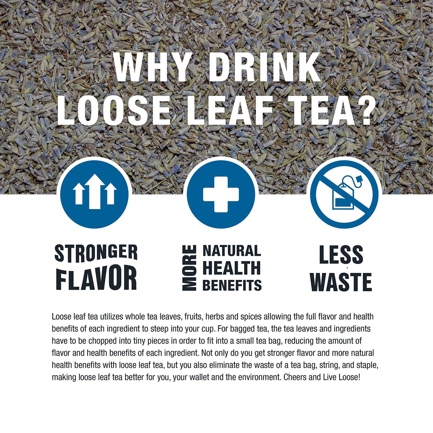 Tiesta Tea Dried Organic Lavender Flower Loose Leaf Non-Caffeinated Blend Bulk Pouch - 200 Cups