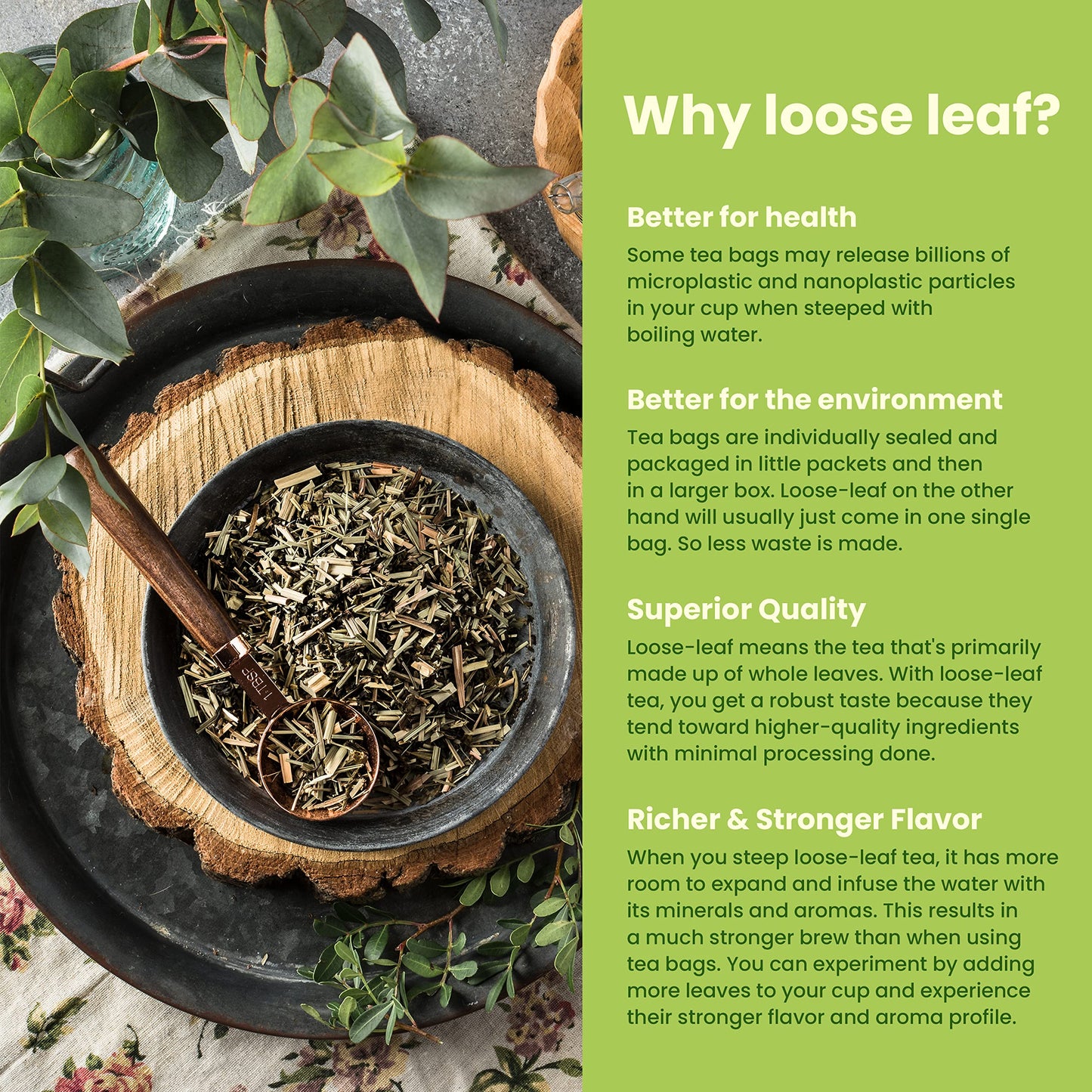 Gardenika Organic Green Loose Leaf Tea With Ginseng And Lemon Myrtle - Kosher, No Natural Or Artificial Flavors - 4 Oz