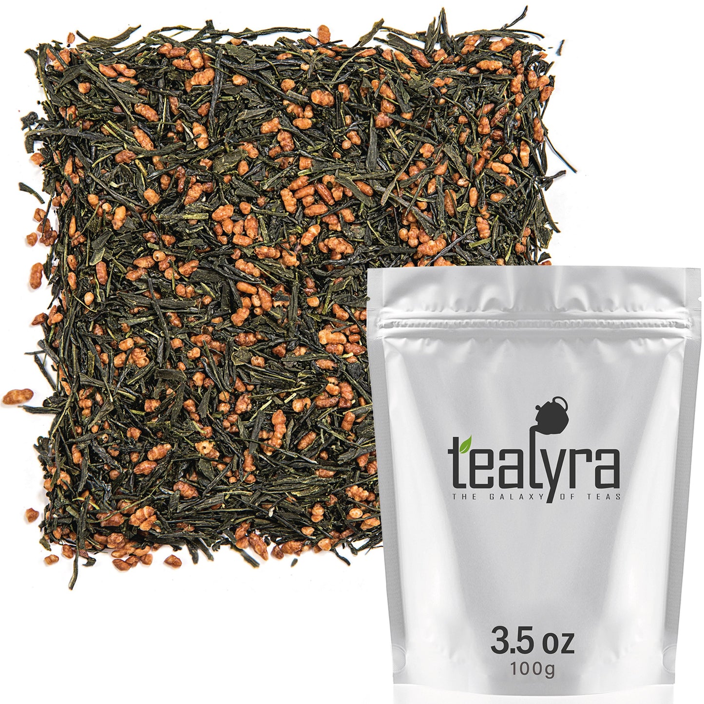 Tealyra Gen Mai Cha Supreme Japanese Loose Leaf Tea - Green Tea with Brown Roasted Rice - 100g (3.5 oz) - Low Caffeine