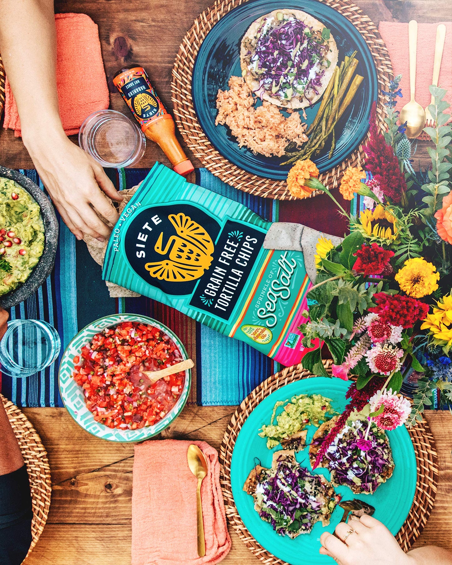 Siete Grain Free Tortilla Chips | Gluten Free Chips | Paleo & Vegan Snacks | Non Gmo | Sea Salt, 5 Ounce (Pack Of 12)