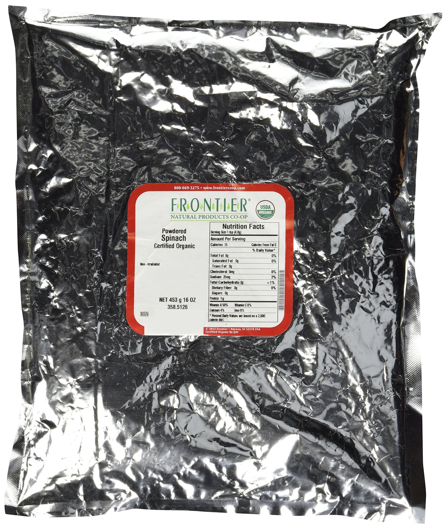 Frontier Co-op Spinach Powder, Certified Organic, Kosher | 1 lb. Bulk Bag | Spinacia oleracea