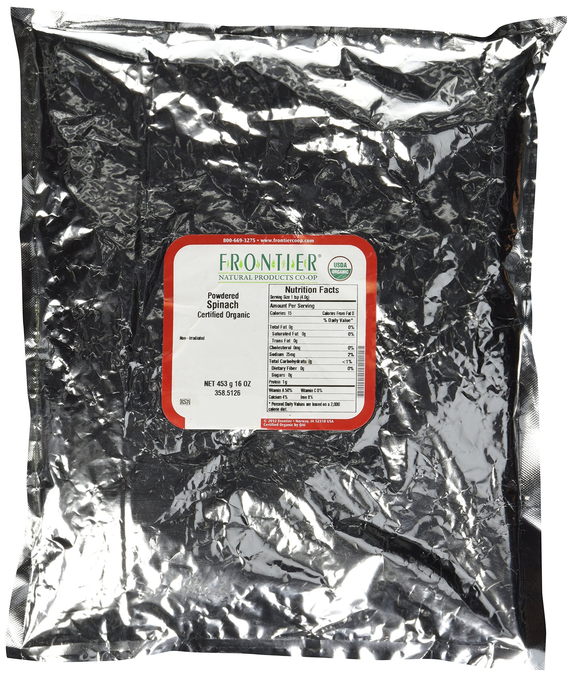 Frontier Co-op Spinach Powder, Certified Organic, Kosher | 1 lb. Bulk Bag | Spinacia oleracea