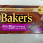 Bakers Bittersweet Baking Chocolate Bar, 4 Oz, 6-Pack