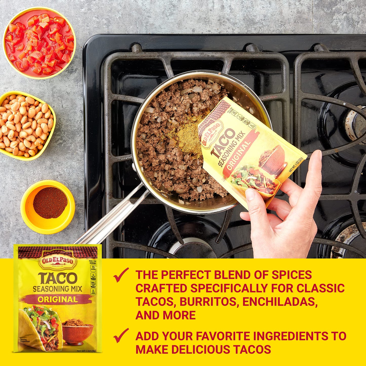 Old El Paso Taco Seasoning Mix, Original Flavor, 1 Oz. (Pack Of 32)